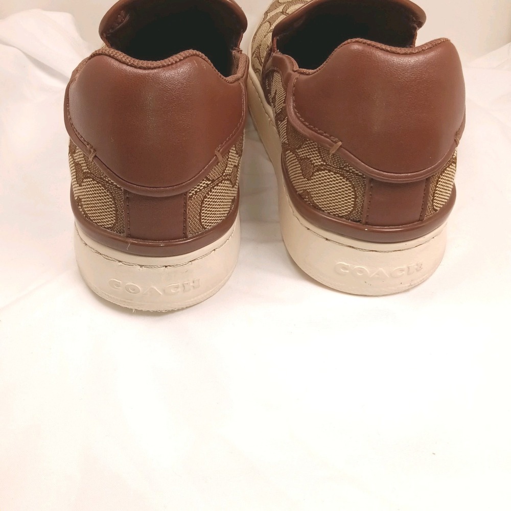 Coach Women Westlyn Slip On Sneakers Signature Canvas Brown Leather Size 6 M - Picture 4 of 7